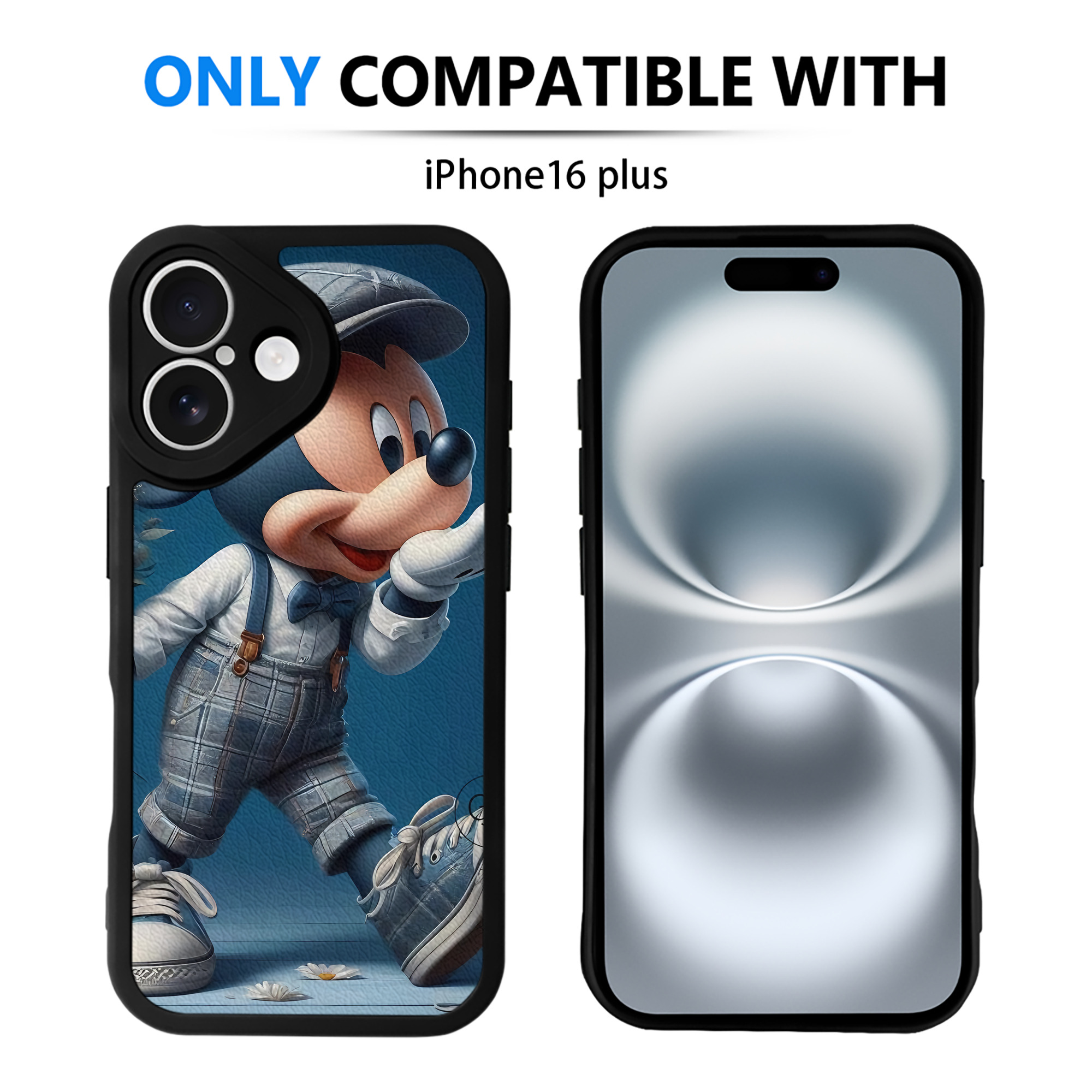 （画像用） ミッキーマウス Mickey Mouse 【iPhone 16シリーズ対応】シリコンスマホケース（レザー調） 材質：シリコン